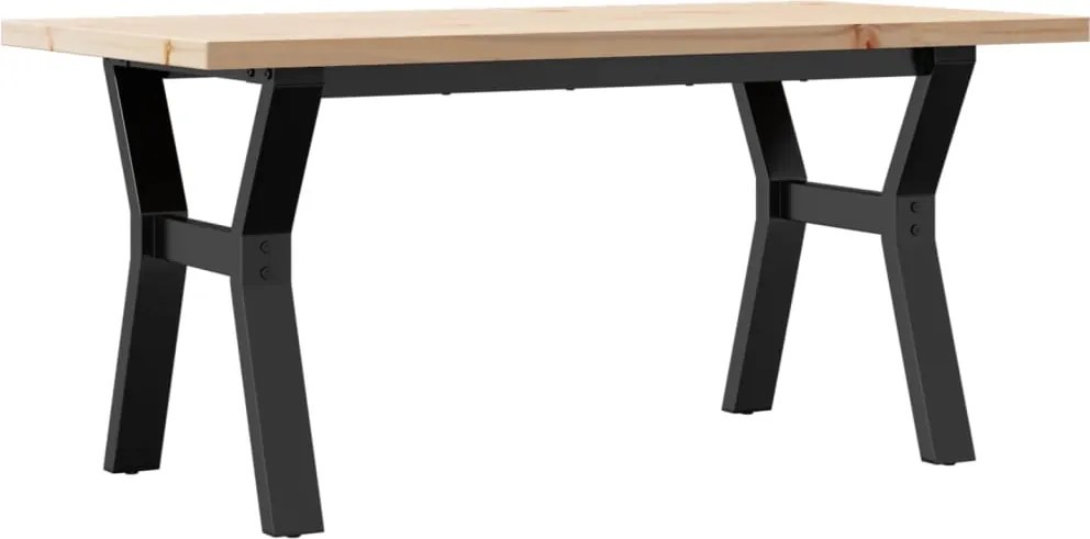 vidaXL tömör fenyőfa és acél Y-vázú dohányzóasztal 100x50x45,5 cm