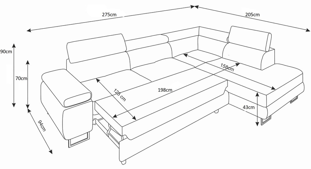 Sarok ülőgarnitúra Ascend L (szürke + fehér) (J). 1056905