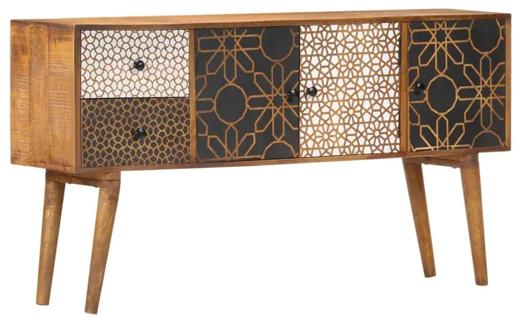 tömör mangófa tálalószekrény nyomtatott mintával 130x30x70 cm