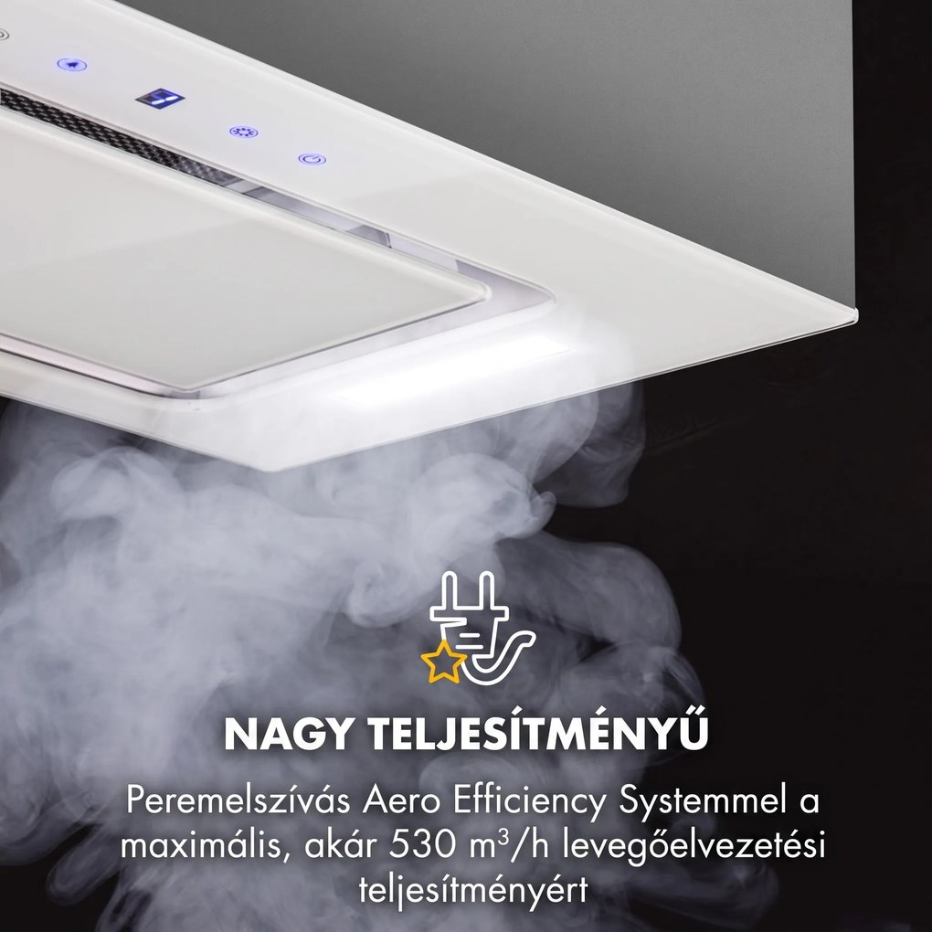 Klarstein Hektor, páraelszívó, beépíthető, 52 cm, 467 m³/ó elszívó teljesítmény, LED, érintőképernyős, üveg