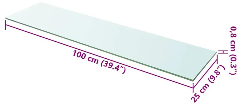 2 db átlátszó üveg paneles polc 100 x 25 cm
