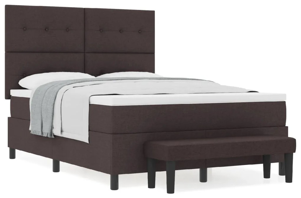 Boxspring ágy matraccal és paddal, sötétbarna 140x190 cm szövet