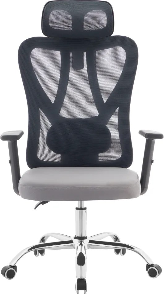 Irodai szék, sötétszürke/világosszürke/króm, teherbírás 150 kg, ADEMIR