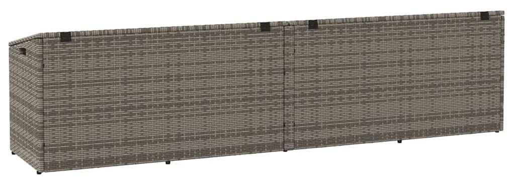 szürke polyrattan kerti tárolóláda 220x50x58 cm