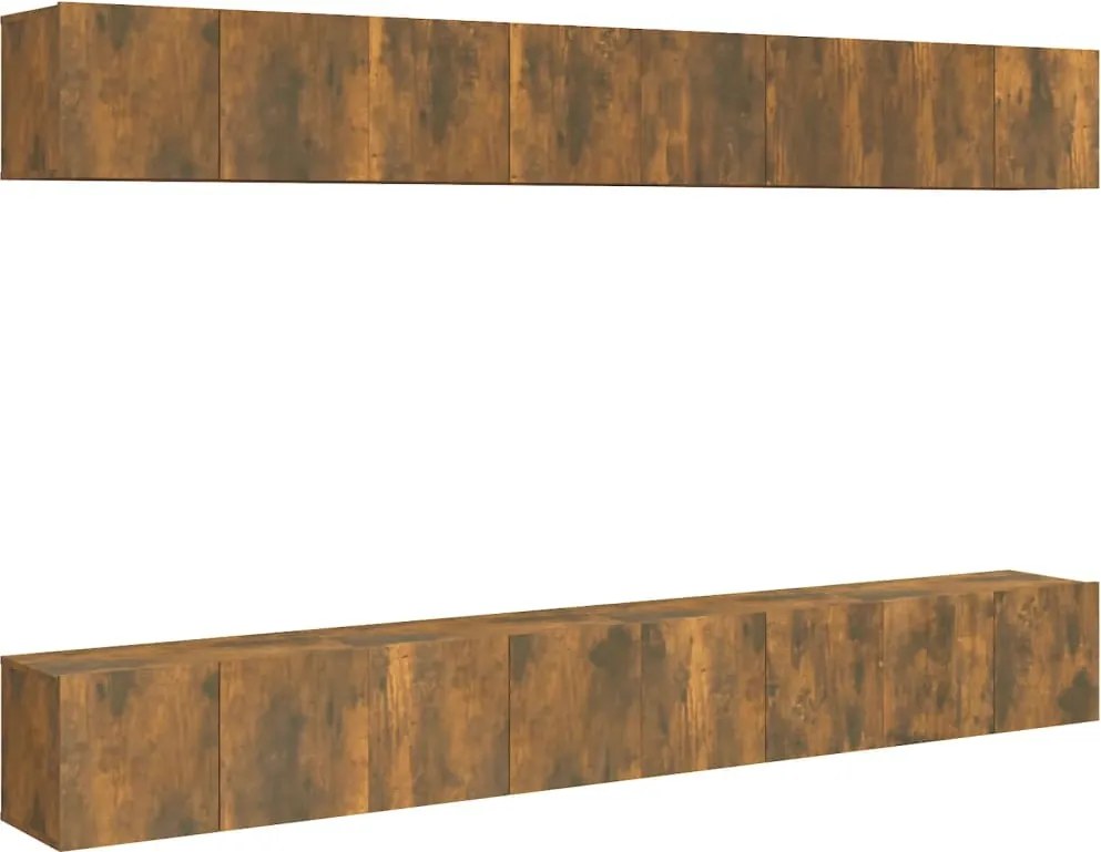 vidaXL 8 db füstös tölgy színű szerelt fa TV-szekrény 60 x 30 x 30 cm