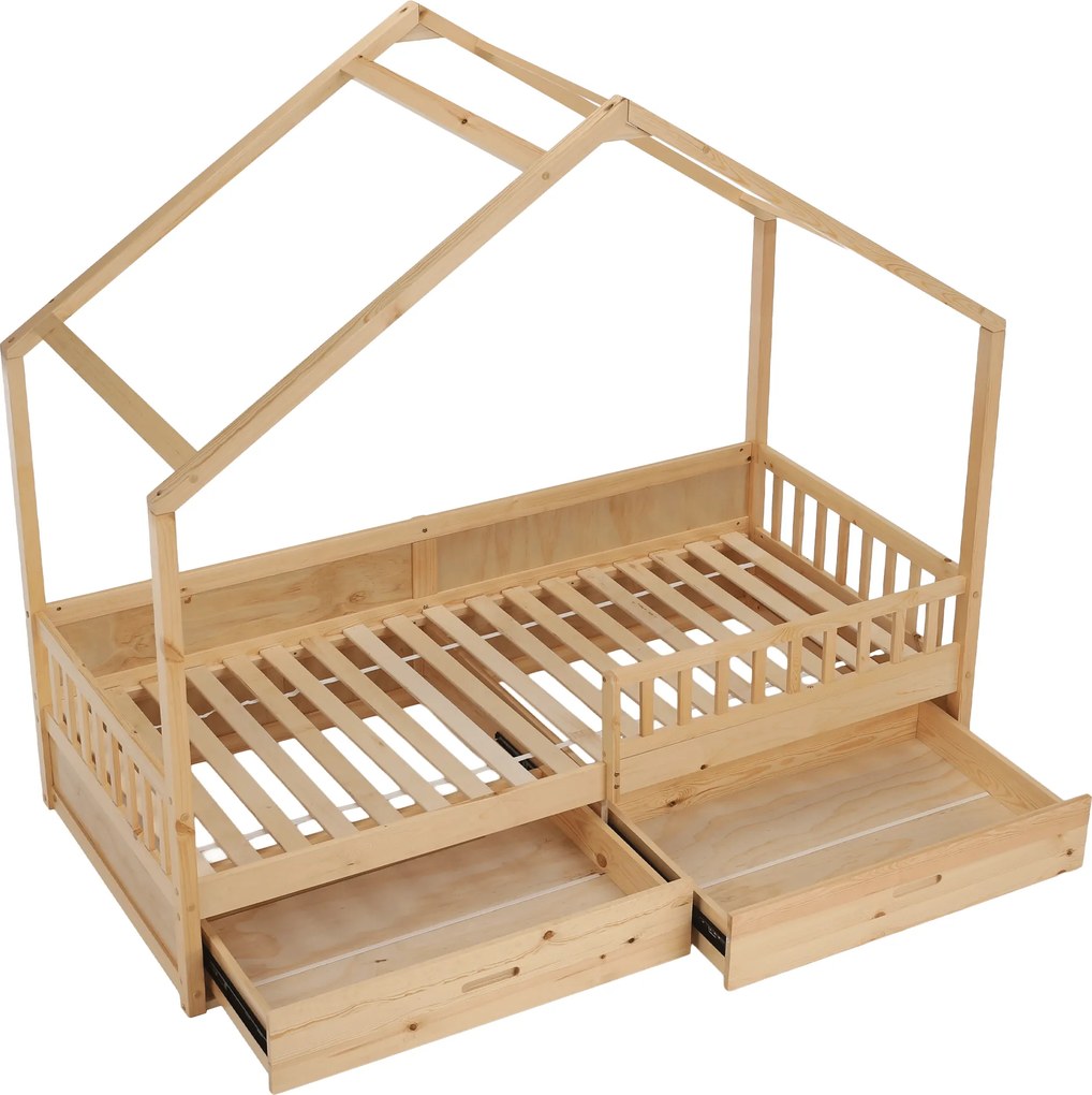 Montessori ágy, 90x200, természetes, tömör, BIANKA