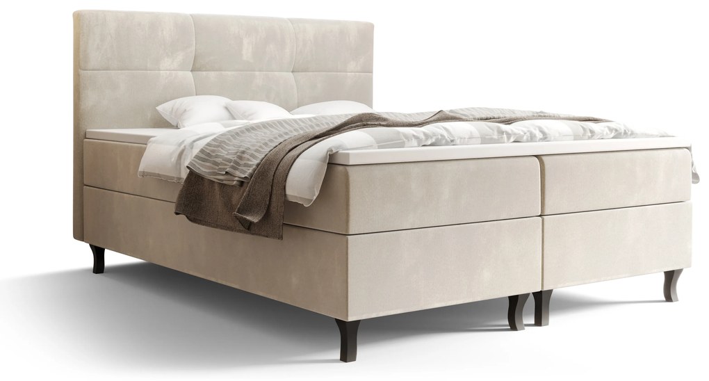 Franciaágy  Boxspring 140 cm Lumba (bézs) (matraccal és tárolóhellyel). 1046676