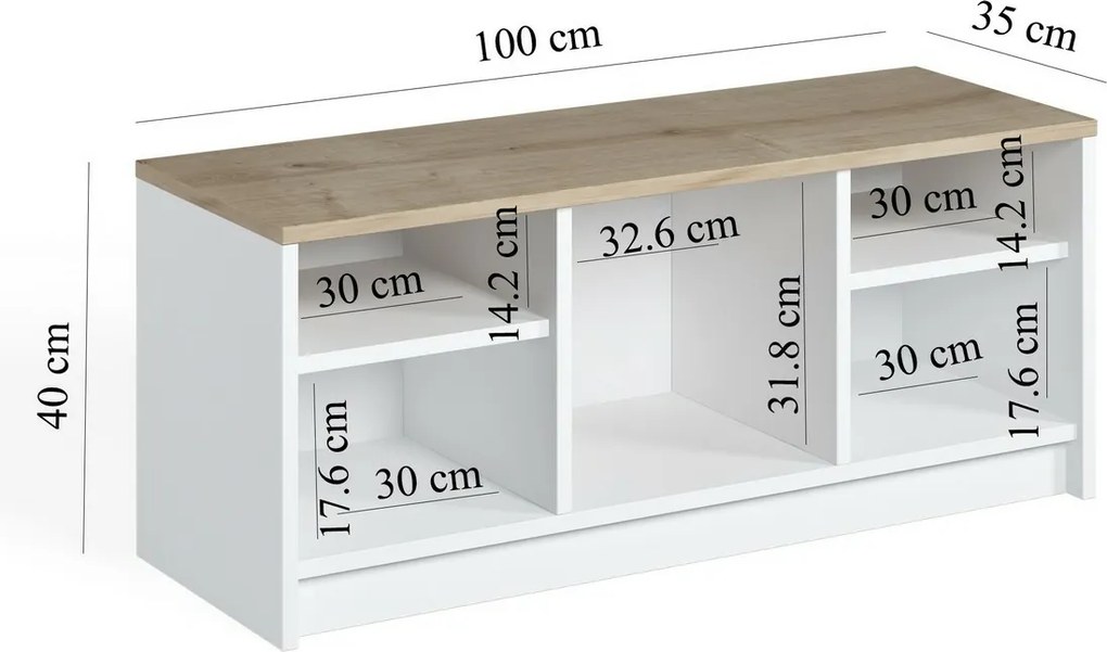 London Sapphire Oak and White cipősszekrény
