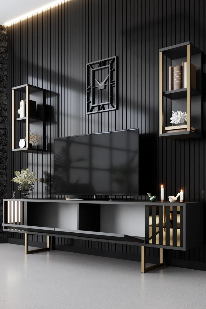 TV szekrény Gold Line - Anthracite, Black