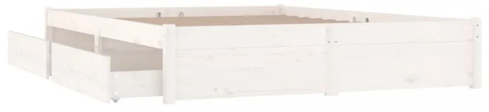 fehér ágykeret fiókokkal 150 x 200 cm (King Size)
