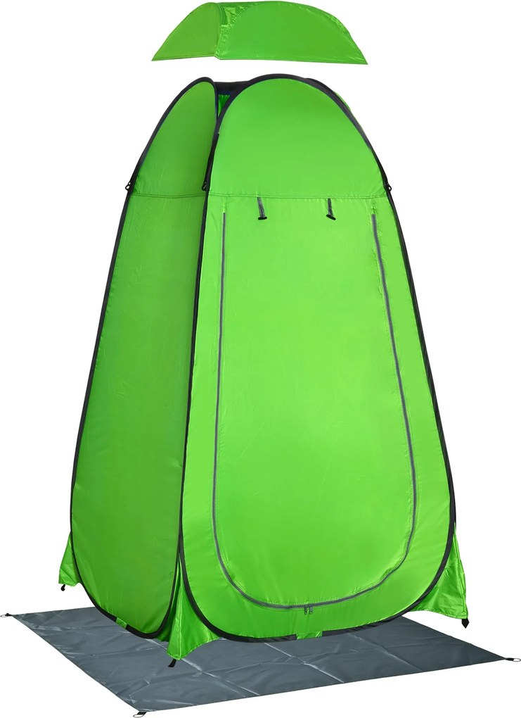 Outsunny Azonnal Felállítható Zuhanysátor, Hordozható Sátor 1 Kampós Zsebbel, Hordtásra Kész Tasakkal és UV 20+ Védelemmel 126x124x189 cm Zöld | Aosom