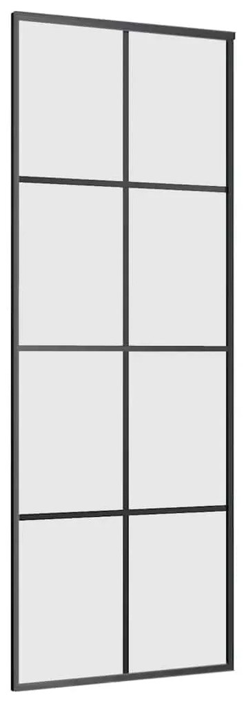 Fekete ESG üveg tolóajtó fémszerelvény-szettel 76x205 cm