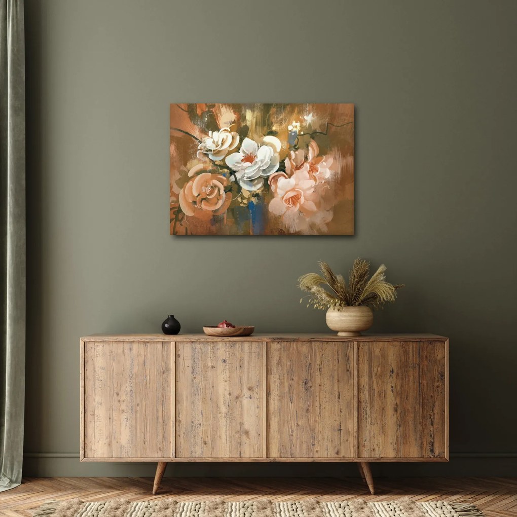 Kép - Festett csokor virág (70x50 cm)