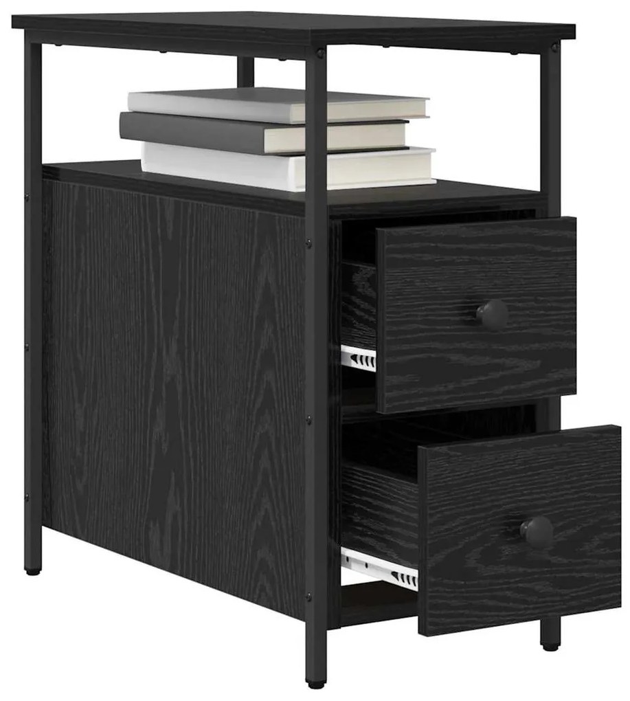 Éjjeliszekrény 2 pcs Musta tammi 30 x 60 x 60 cm Faanyag