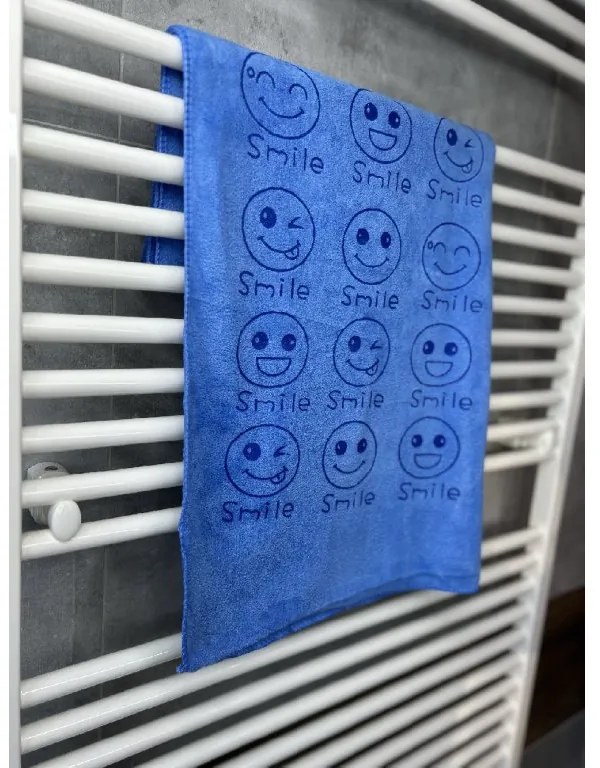 Gyorsan száradó törülköző Smiley kék A törülközők mérete: 35x75 cm