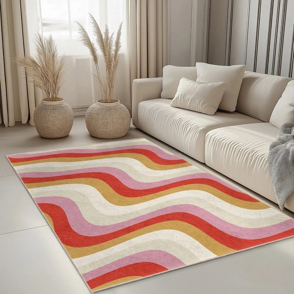 Sárga-rózsaszín mosható szőnyeg 160x230 cm Creamy Raspberry Swirl – Mila Home