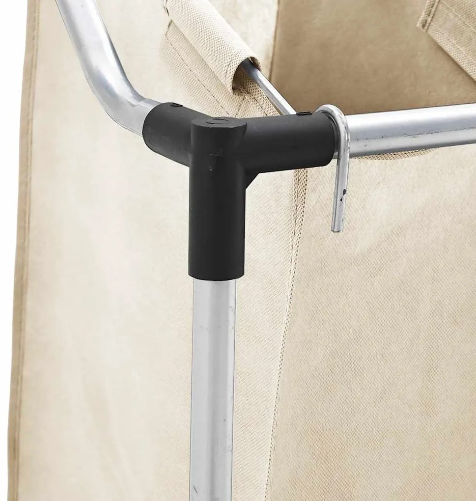 krémszínű acél szennyesszortírozó 3 zsákkal