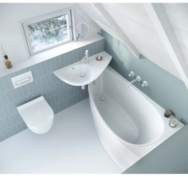 Ravak XJ1P1100000 - Falra szerelhető AVOCADO mosdó 85x45 cm öntött műmárvány/fehér