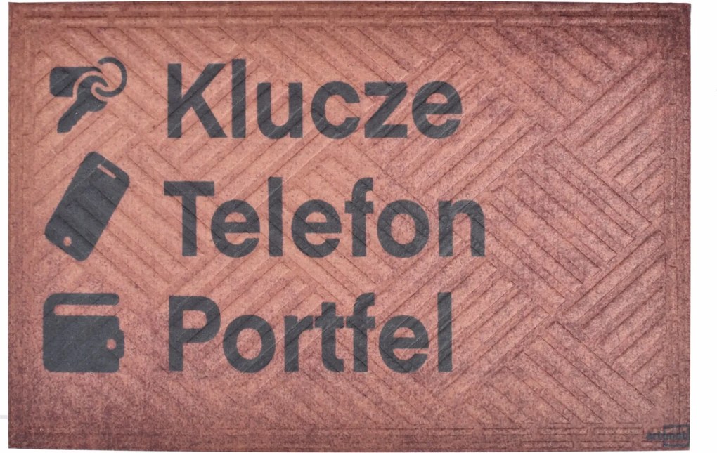 Lábtörlő bejárati ajtóhoz gumis 40x60 cm, barna felirattal