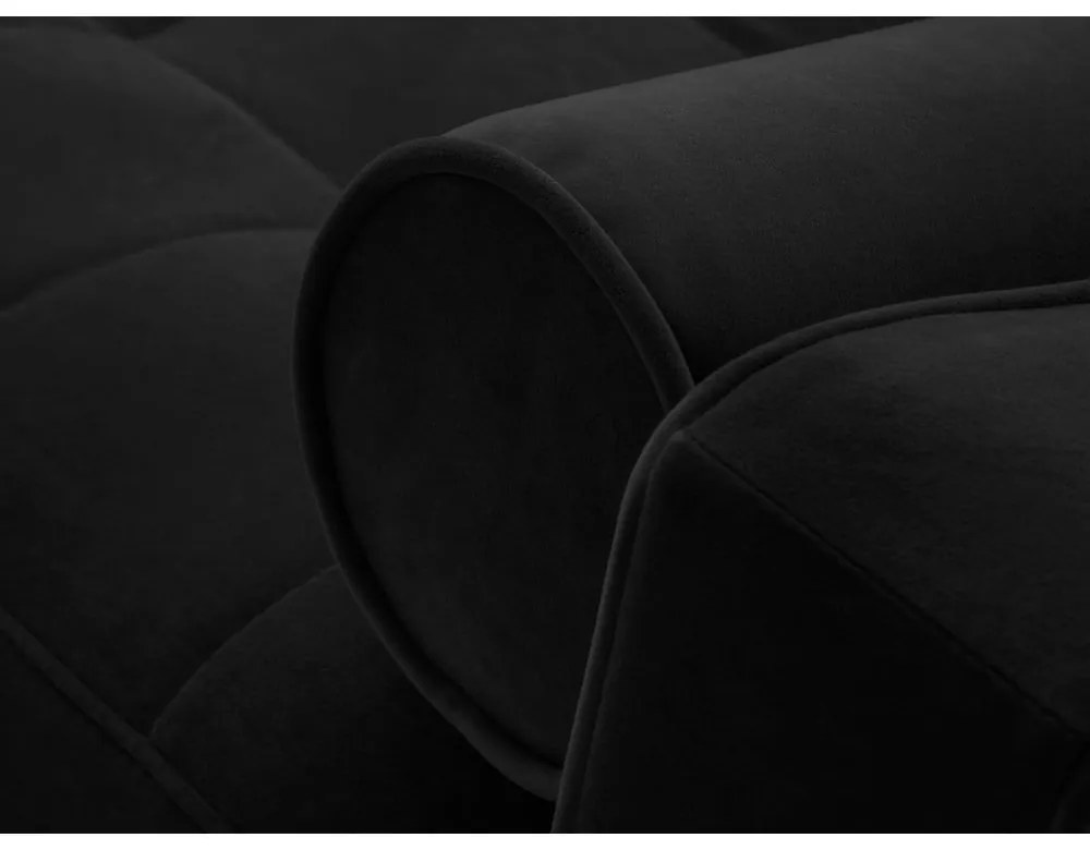 Santo fekete kinyitható bársony sarokkanapé, jobb oldali - Milo Casa