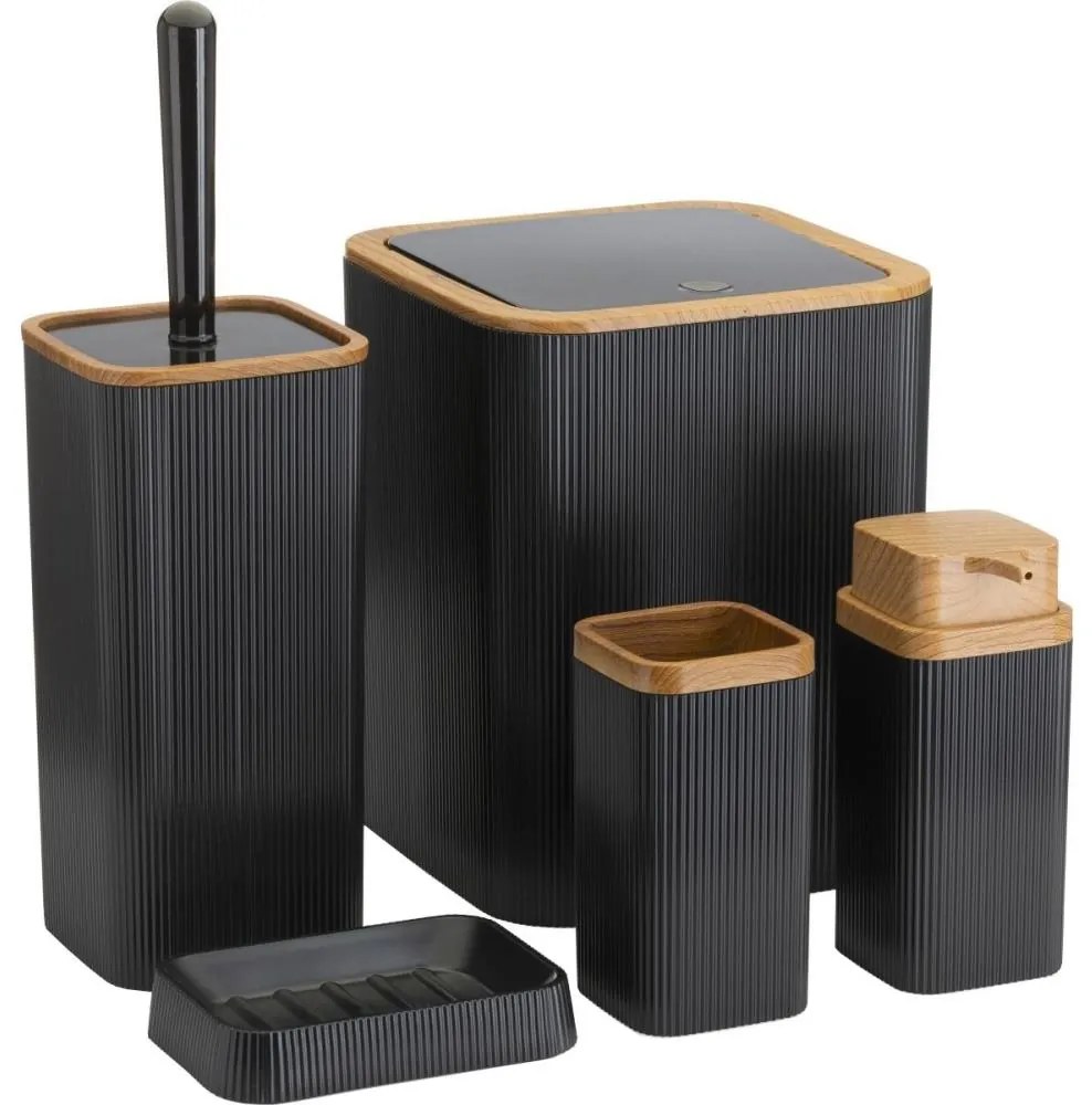 Fürdőszobai készlet ZOYA 5 db fekete/barna