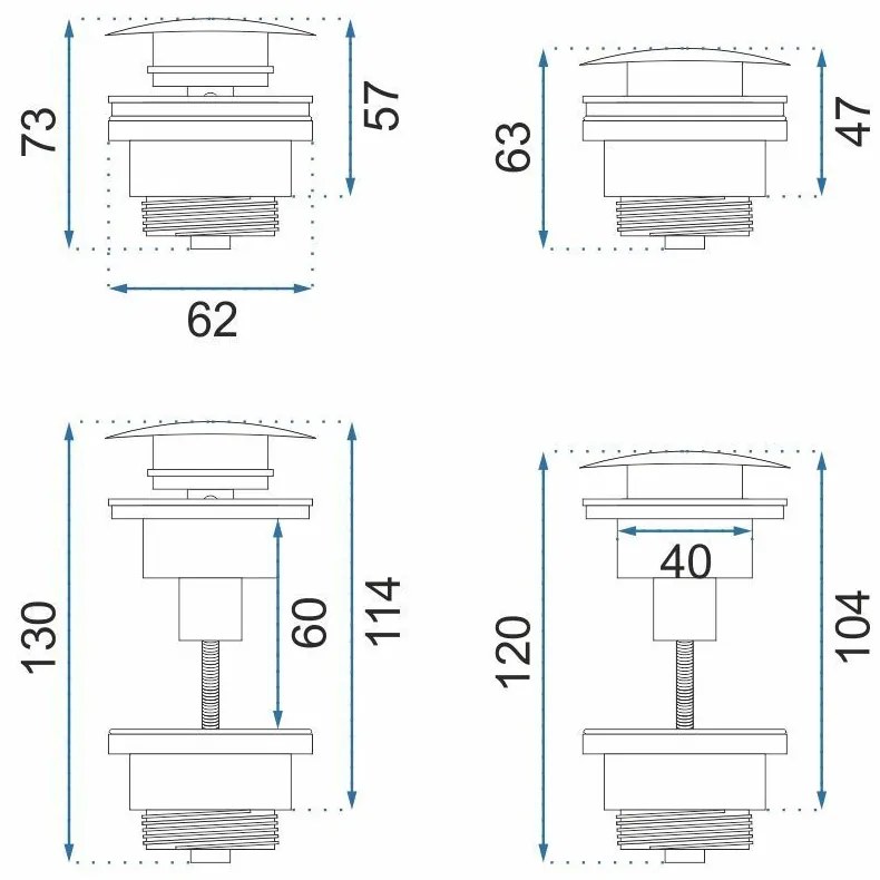 Rea Rea, univerzális mosdó leeresztő csavar, ClickClack típusú, réz matt, REA-A5632