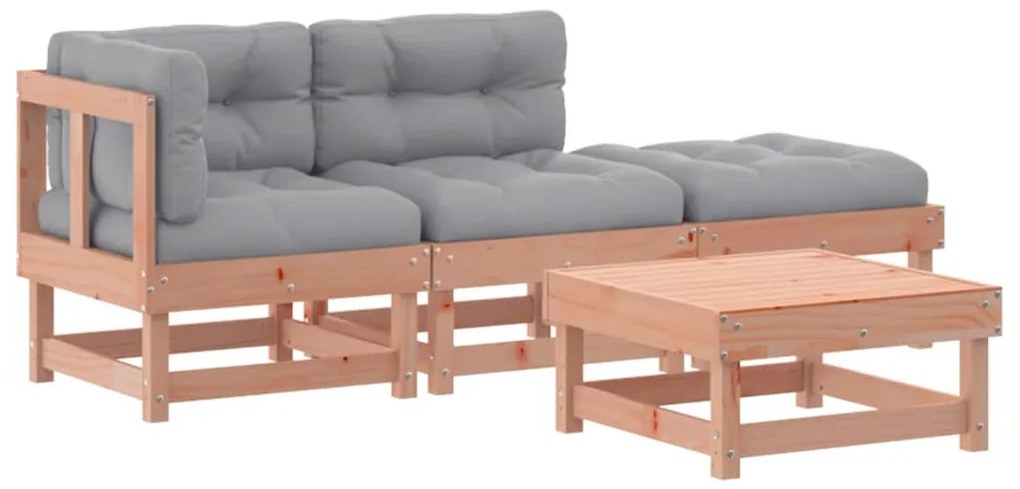 4 részes tömör duglászfenyő kerti társalgószett párnákkal