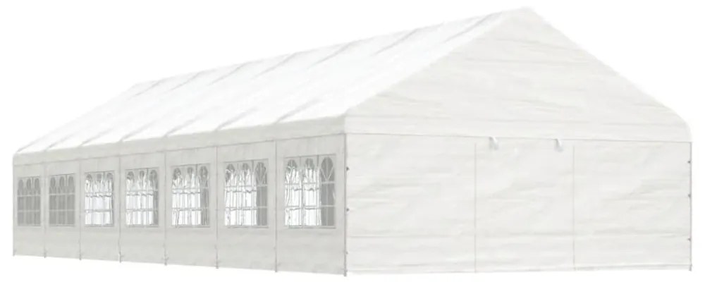 fehér polietilén pavilon tetővel 15,61 x 5,88 x 3,75 m