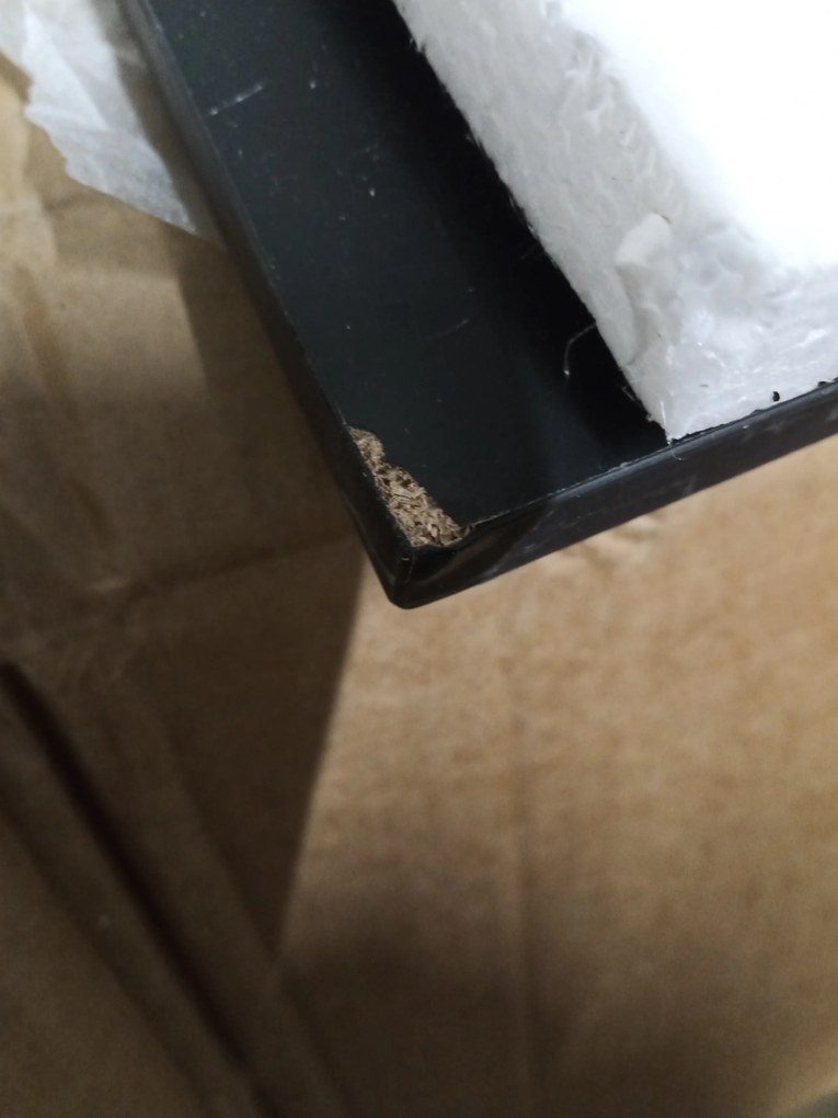 AKCIÓ Fekete étkezőasztal RAMOD 100x60 cm, márvány dekor, II. osztály