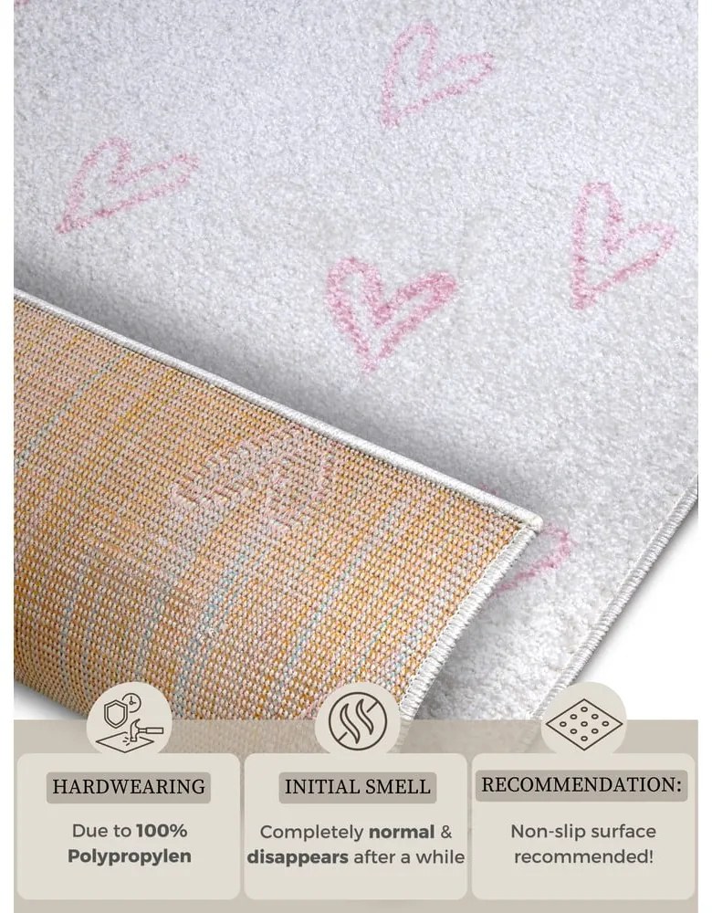 Fehér-rózsaszín gyerek szőnyeg 160x235 cm Hearts – Hanse Home