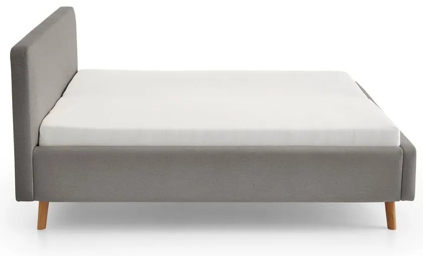 Világosszürke kárpitozott franciaágy ágyrács nélkül 160x200 cm Mattis – Meise Möbel