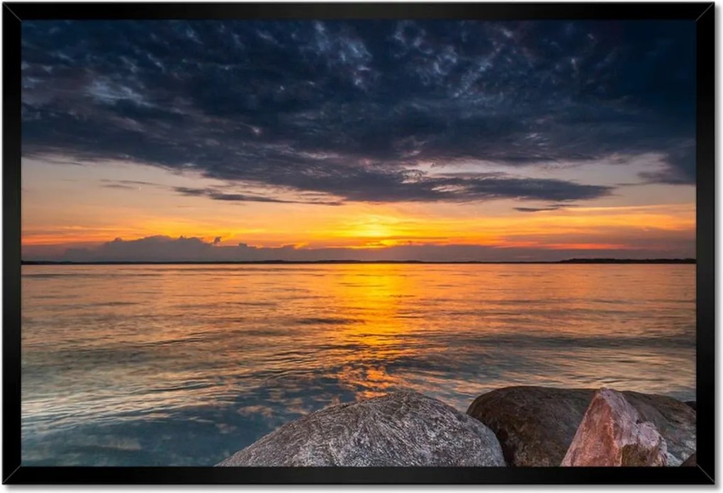 Poszter keretben 60x40 Sziklák Tenger Nap