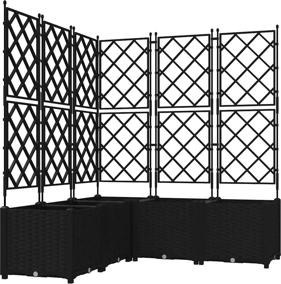 vidaXL Kerti cserép 5 pcs Fekete 120 x 120 x 143 cm Acél