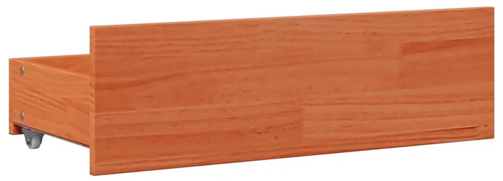 barna tömör fenyőfa fiókos ágykeret matrac nélkül 140 x 190 cm