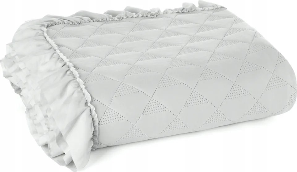 Dekoratív ágytakaró Vanesa 200x220 ezüst steppelt, fodros