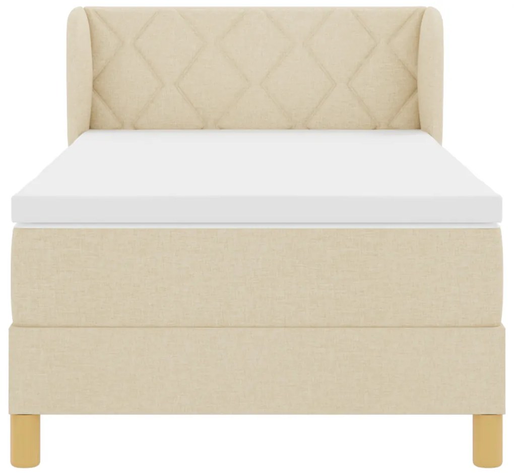 Boxspring Ágy Matrac Szetben Krém, 90x200 cm, Szövet