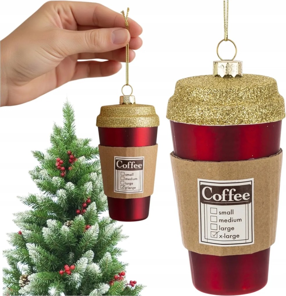 Kávés Üveg Karácsonyfadísz 10 CM Karácsonyi Ajándék