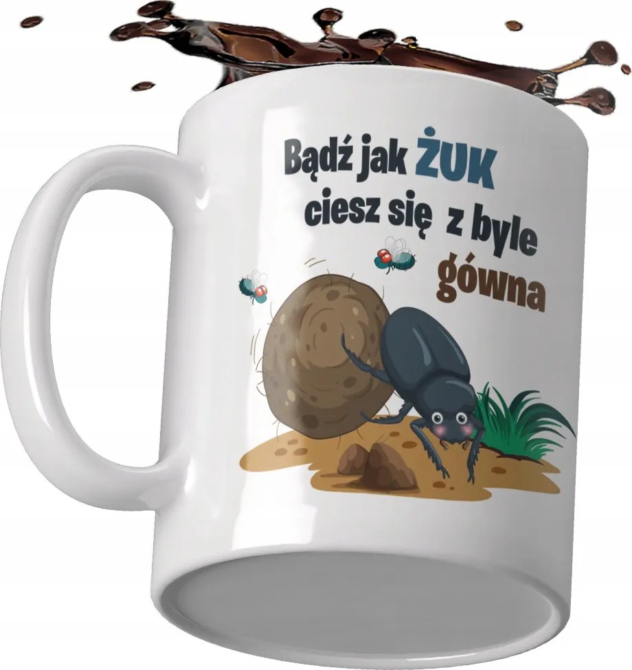 Fehér bögre ajándékba Vicces szöveg Légy olyan, mint egy Bogár, ideális az irodai munkához