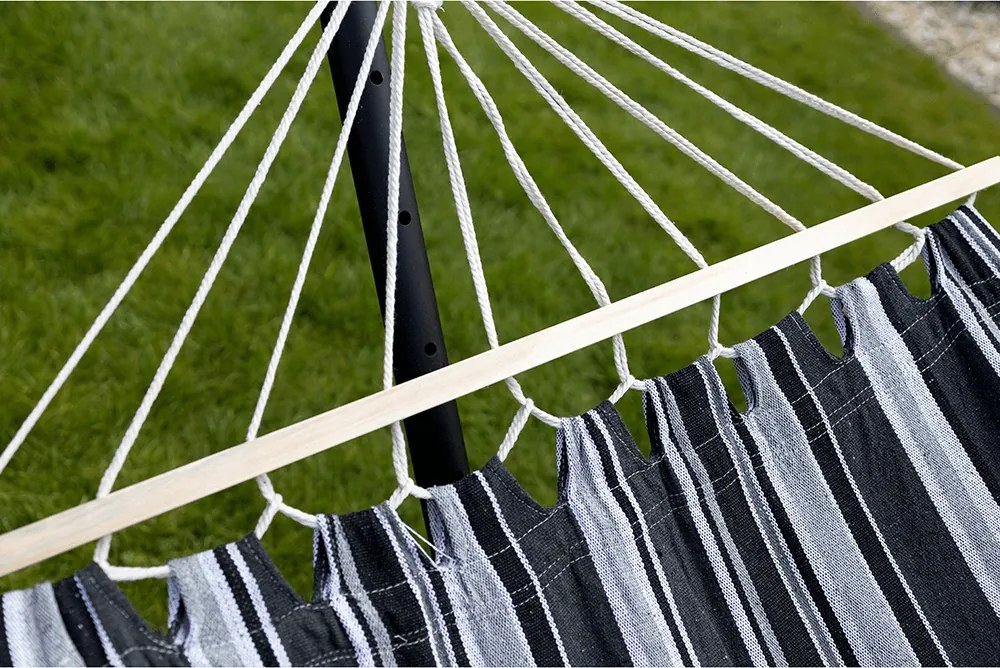 Függőágy állvány nélkül, szürke/fehér, EVANA NEW