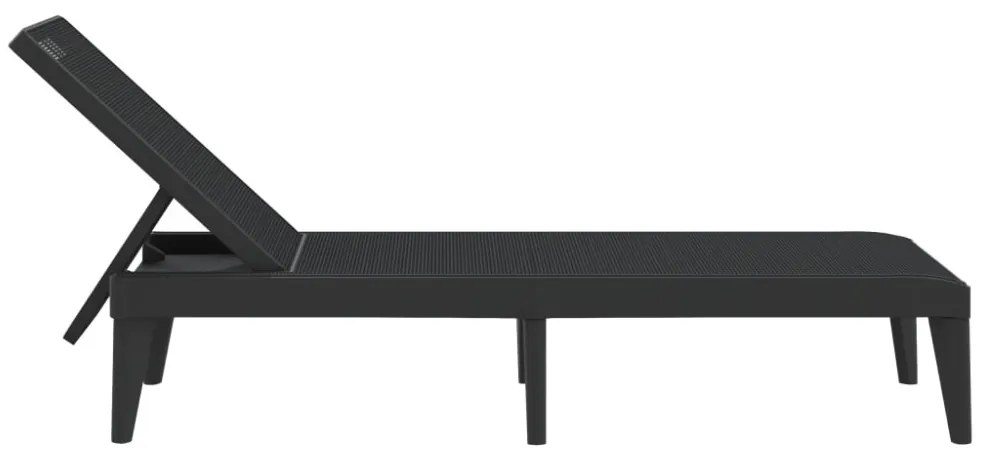 antracitszürke PP napozóágy 186 x 60 x 29 cm