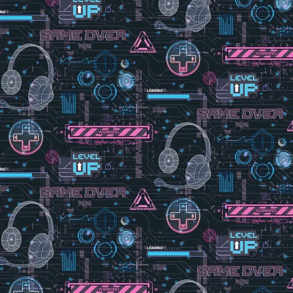 Arthouse Signature 2 Gamer fekete-neon videójátékos papír tapéta – 923803