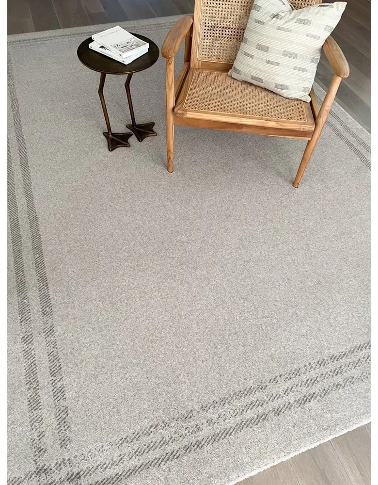 Krémszínű gyapjú szőnyeg 160x240 cm Calisia M Grid Rim – Agnella