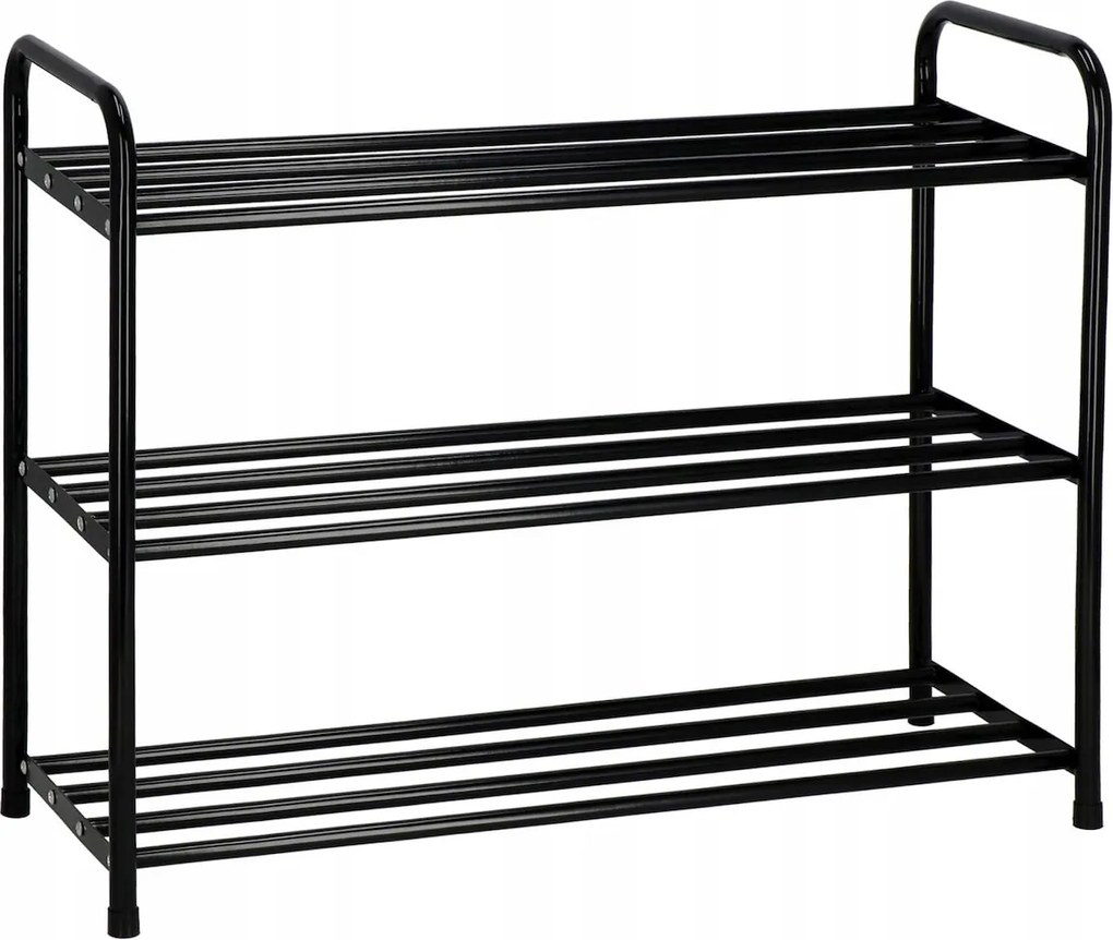 Cipősszekrény Fém háromszintes 65,5 x 52 x 26 cm fekete