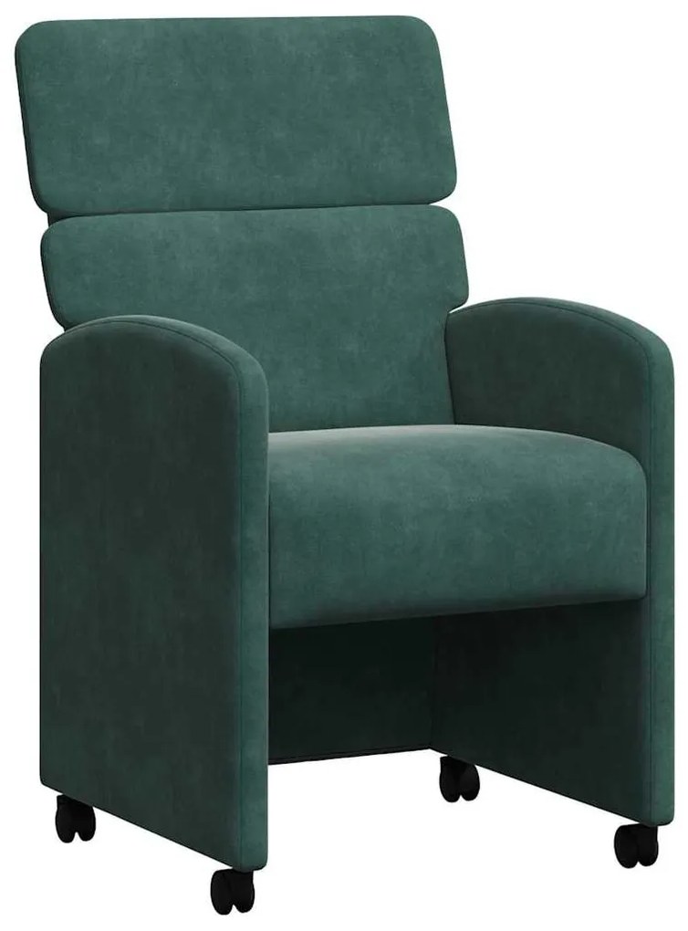 Kerekes Étkező Székek 2 pcs Sötétzöld 58 x 65 x 98 cm Bársony