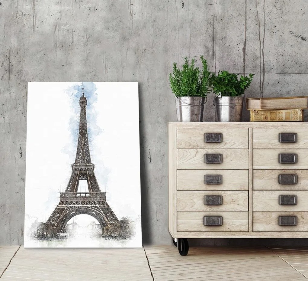 Gario Vászonkép Eiffel-torony kézzel festett formában - Cornel Vlad Méret: 80 x 120 cm