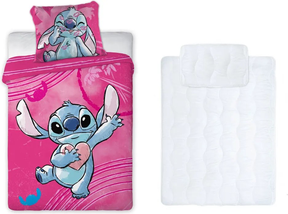 Disney Lilo és Stitch, A csillagkutya Heartbeat gyerek, ovis ágyneműhuzat és paplan/párna szett 100x135 cm 40x60 cm