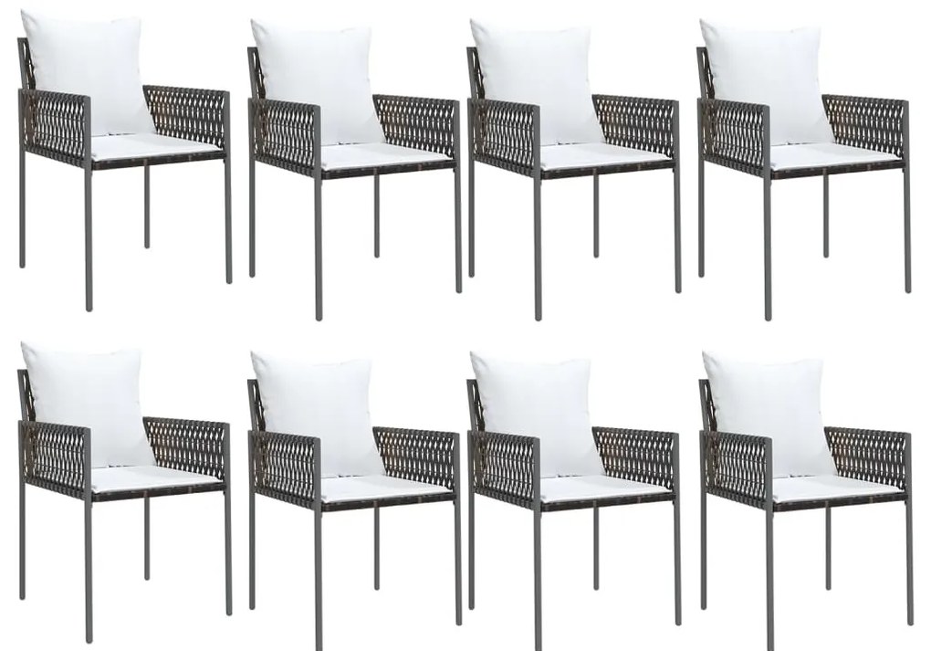 vidaXL 9 részes polyrattan és acél kerti étkezőgarnitúra párnával