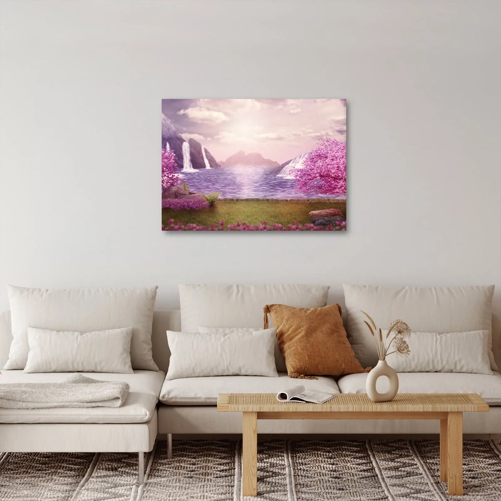 Rózsaszín fák képe fóval (70x50 cm)
