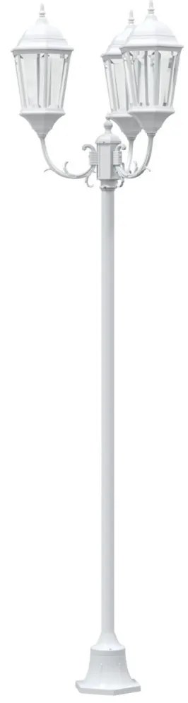 Kerti Lámpaoszlop 3-Fény E27 Fehér 220 cm Alumínium