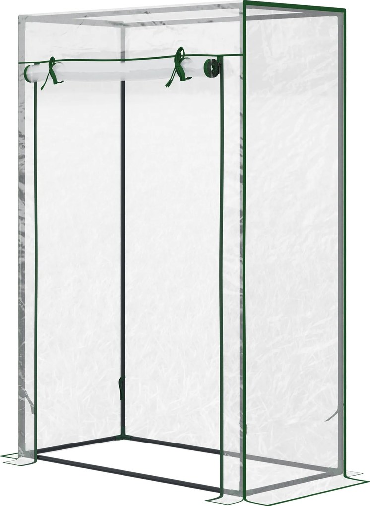 Outsunny Üvegház PE Rácsos Fóliával, Ajtóval, Télen Használható Fém Üvegház, Erkélyre, Kertbe, Paradicsomház 100 x 50 x 150 cm | Aosom